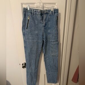 Topshop Light Blue Mom Jeans with Zipper Details